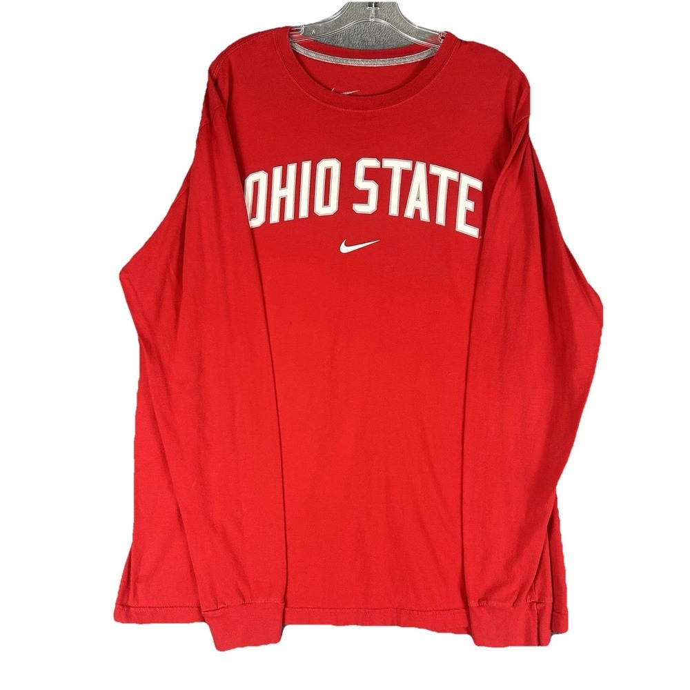 Nike Ohio State Men's Long Sleeve Regular Fit Shirt Red Size XL